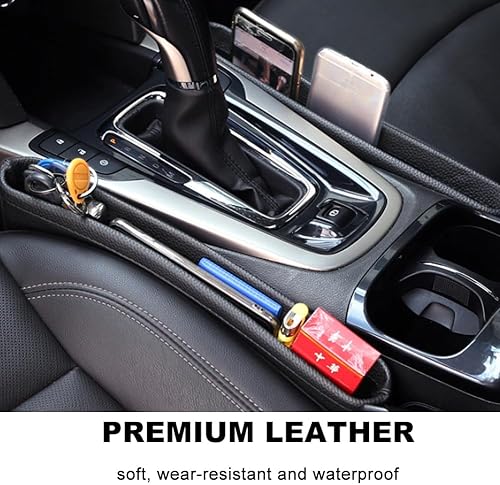 Miniatura 6 de Tumecos Bolsillos para asiento de automóvil, de piel sintética, organizador lateral para consola de automóvil, compatible con llaves de teléfono,
