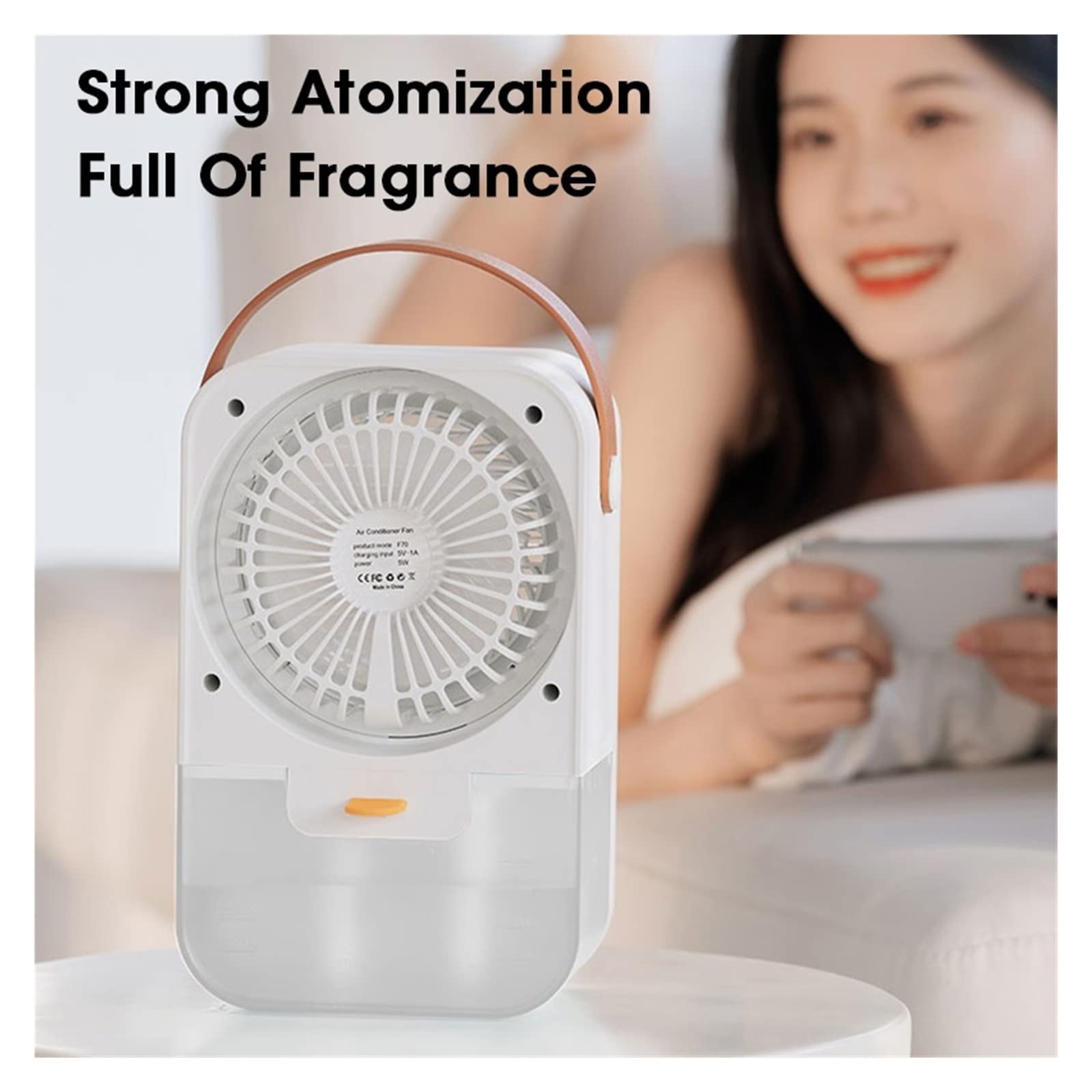 Ventilador portátil con nebulizador, Humidificador recargable con pulverizador de agua, ventilador niebla, 4 velocidades, 2 modos for coche, hogar, Camping, viajes