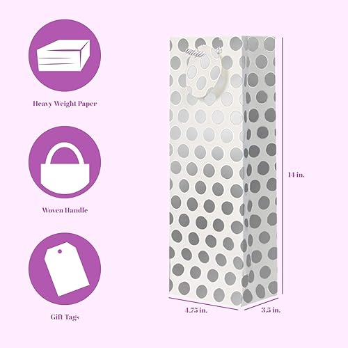 Miniatura 6 de UNIQOOO Paquete de 12 bolsas de regalo con etiqueta y 60 hojas de papel de seda metálico dorado y plateado