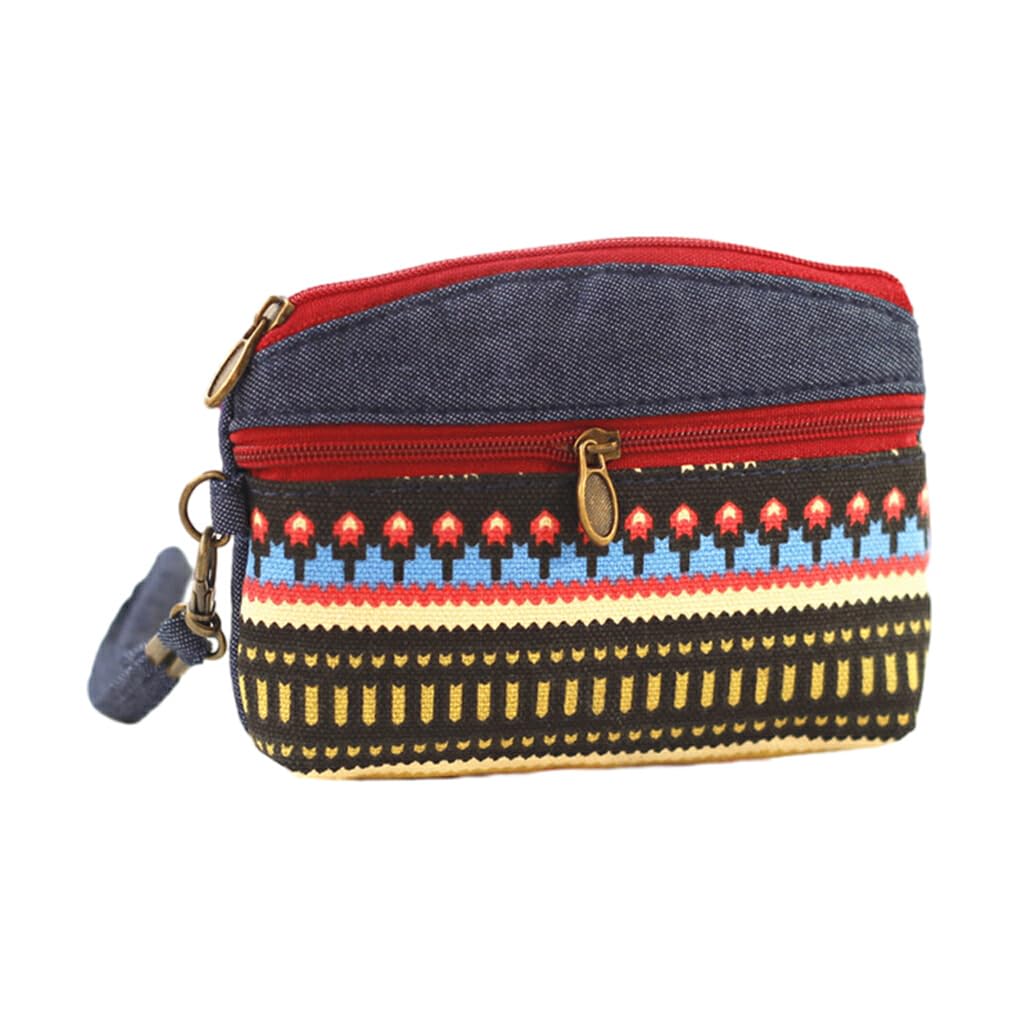 Fashionable Coin Wallet Gift For Friends And Family Small Ethnic Style Pattern Purse Cotton Ethnic Style Fabric Purse, Red - Ethnic wind LQ