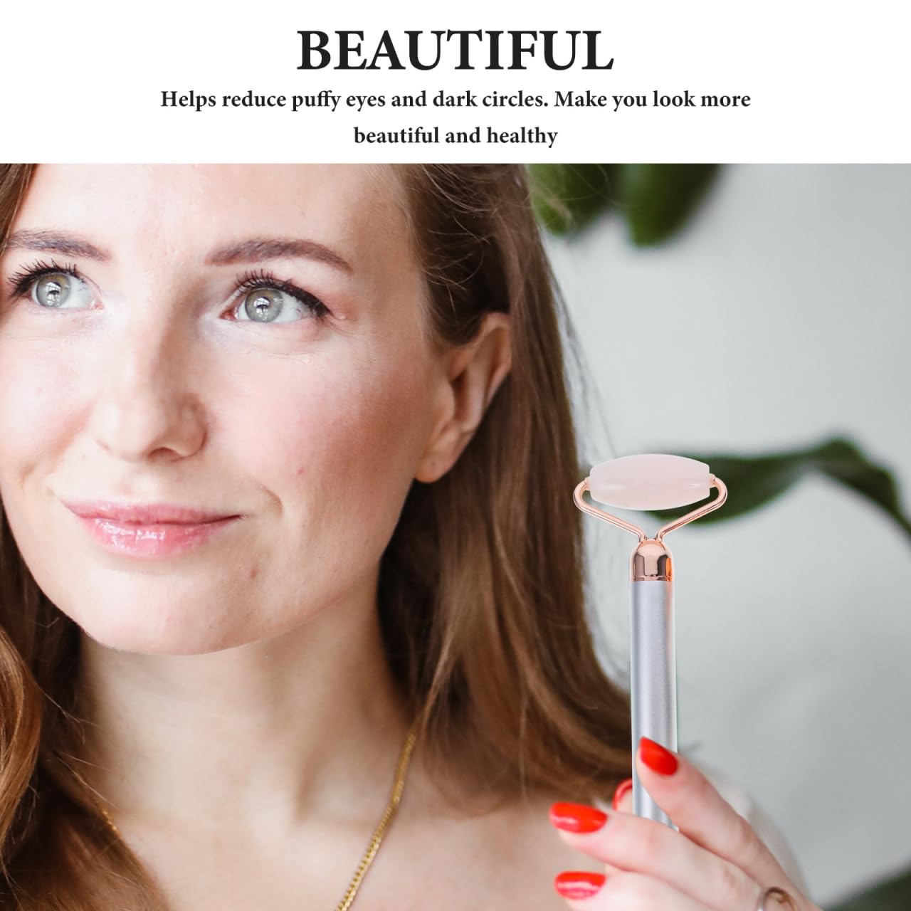 NOLITOY 3-in-1 NatüRlicher Jade Gesichtsroller MassagegeräT für Gesichtsmassage Und Hautpflege Anti-Aging Werkzeug Zur FöRderung Der Kollagenproduktion Und Reduzierung Von Schwellungen