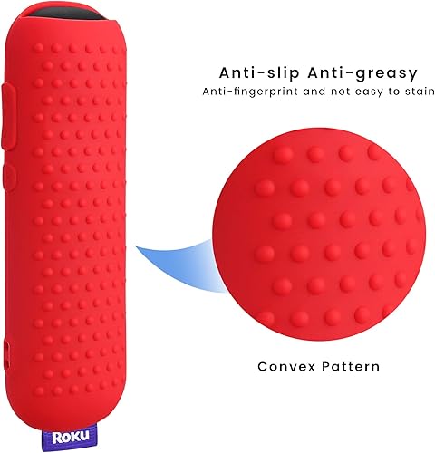 Vista 14 de Funda de repuesto para control remoto Roku Voice Remote (oficial) RCA1R, RC-GZ1 - Funda de silicona antideslizante con cordón, brilla