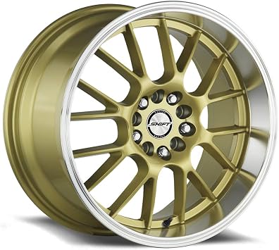 SHIFT WHEELS CRANK Custom Wheel - 17x7.5, 30 Offset, 4x100 Bolt Pattern, 73.1mm Hub - Gold with Polished Lip Rim