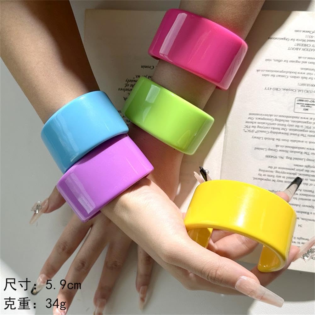 Acrylic Open Cuff Bangle Colorful Resin Chunky Thick Thin Wide Bracelet Plastic Bracelet for Women Jewelry - Image 2