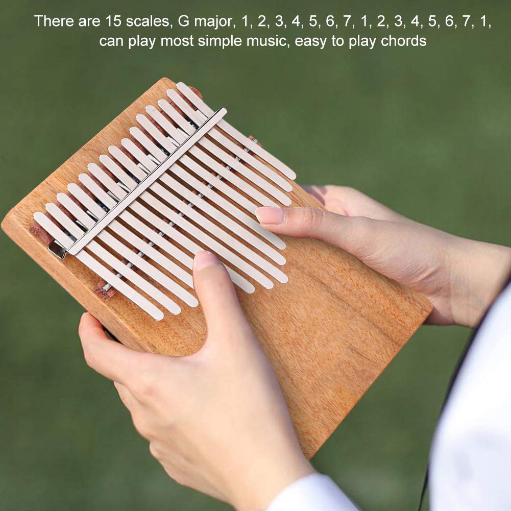 Kalimba In Legno Di Mogano Con 17 Tasti, Piano Da Pollice Portatile Con Martello Per Melodie - 5