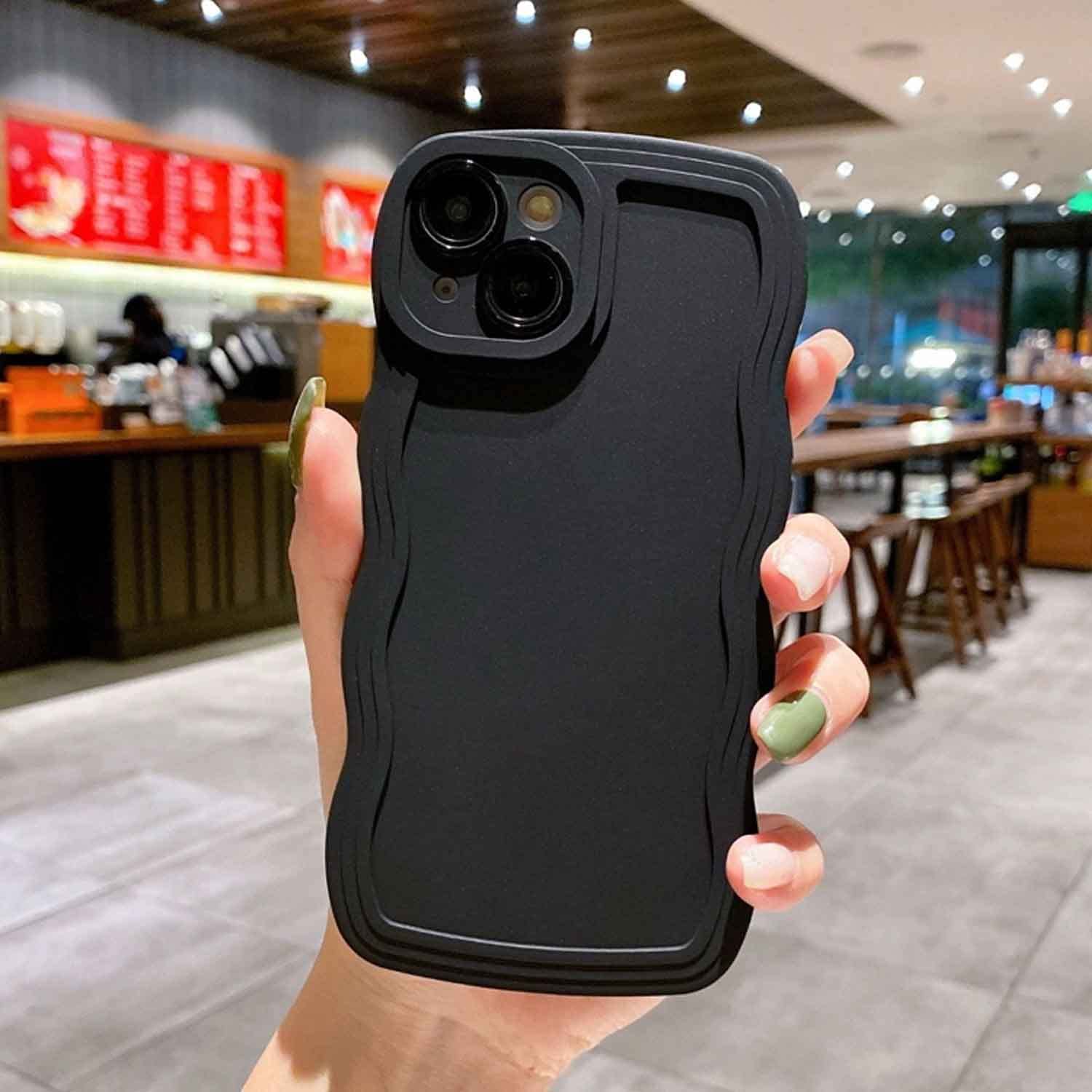 KC Back Cover for Apple iPhone 14, Curly Wave Shape Shockproof Bumper Soft Silicone Case with Camera Protection (Black) (B0C4HFRDGJ) Amazon Price History, Amazon Price Tracker