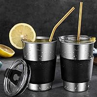 Vista 4 de Hiware Paquete de 12 pajitas de acero inoxidable doradas reutilizables con estuche, pajitas de metal para vasos de 30 onzas y 20 onzas, aptas