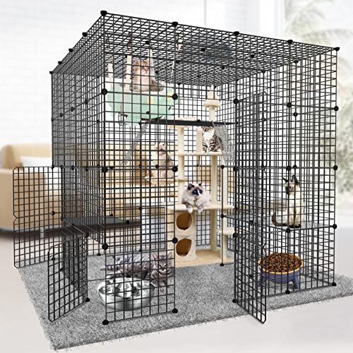 Diy Ferret Playpens For Indoors, Diy Kennel Playpen, Detachable Metal Wire Large Cat Cage Exercise Place Ideal For 1-3 Cat, Kitten Cage With Dense Metal Wire, Comes With A Ladder Suitable For Kittens. #TOP5