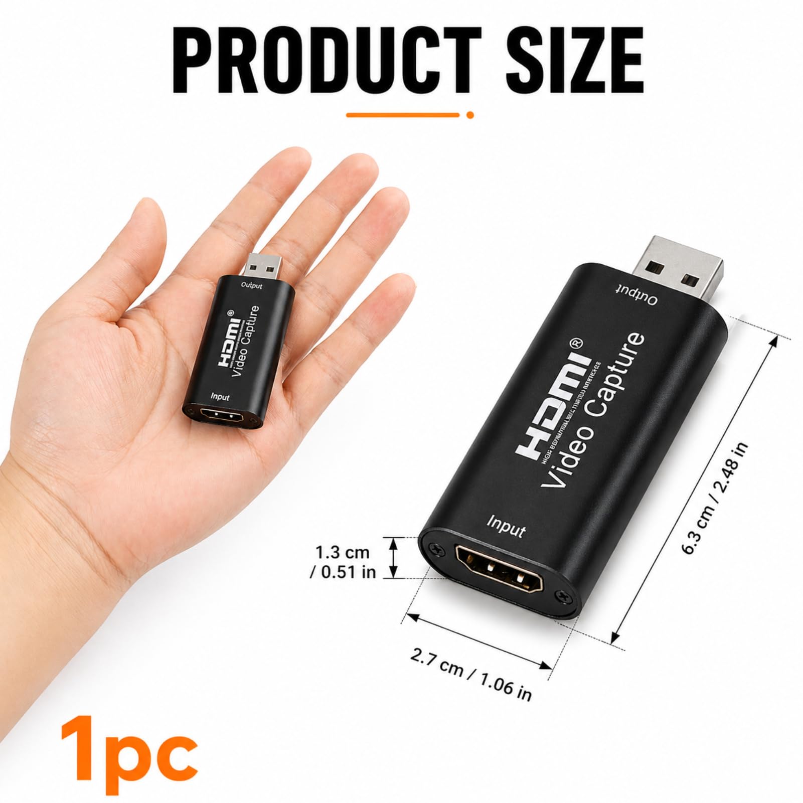 Adaptador HDMI para tarjeta de captura de audio y vídeo de alta definición, tarjeta hdmiUSB cautiva portátil 1080p, adaptador HDMI Tarjetas de captura de audio y vídeo para transmisión en directo