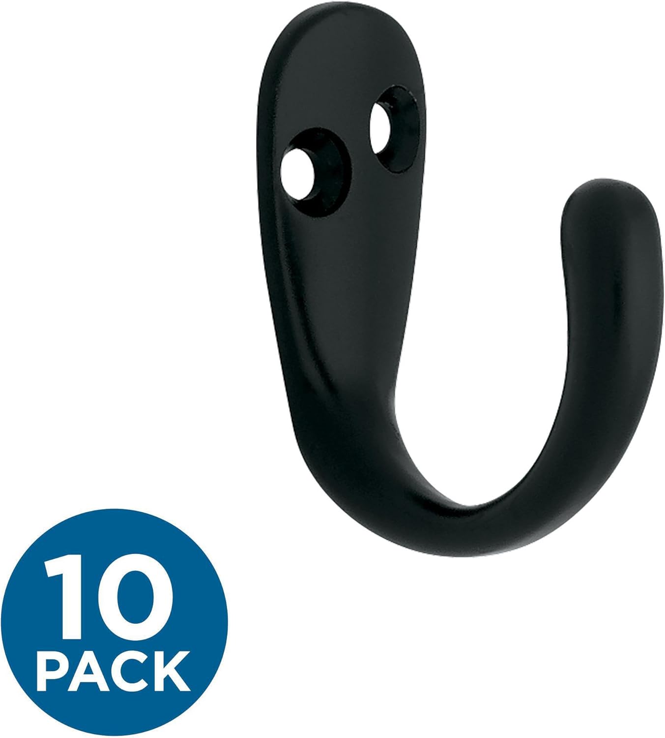 Franklin Brass (10-Pack) Single Wall Hooks 1-Prong Coat/Hat Matte Black Hooks for Hanging Wall Mount Hanger Clothes, Purse, Bag, Towel Organization Decorative Wall Hooks B12093K-FB-C