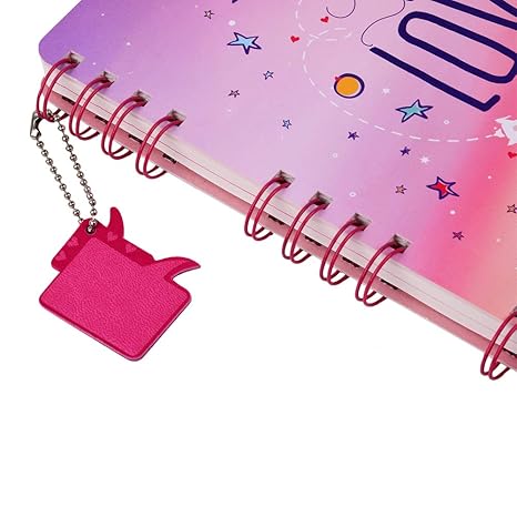 DOODLE B5 Hardbound Spiral Notebook Diary – 160 Undated Ruled Pages, 80 GSM Acid-Free Paper | Bookmark Dangler & 100+ Stickers | Opens Flat for Easy Writing | Love Diary for Girls – Forever Mine - Image 6