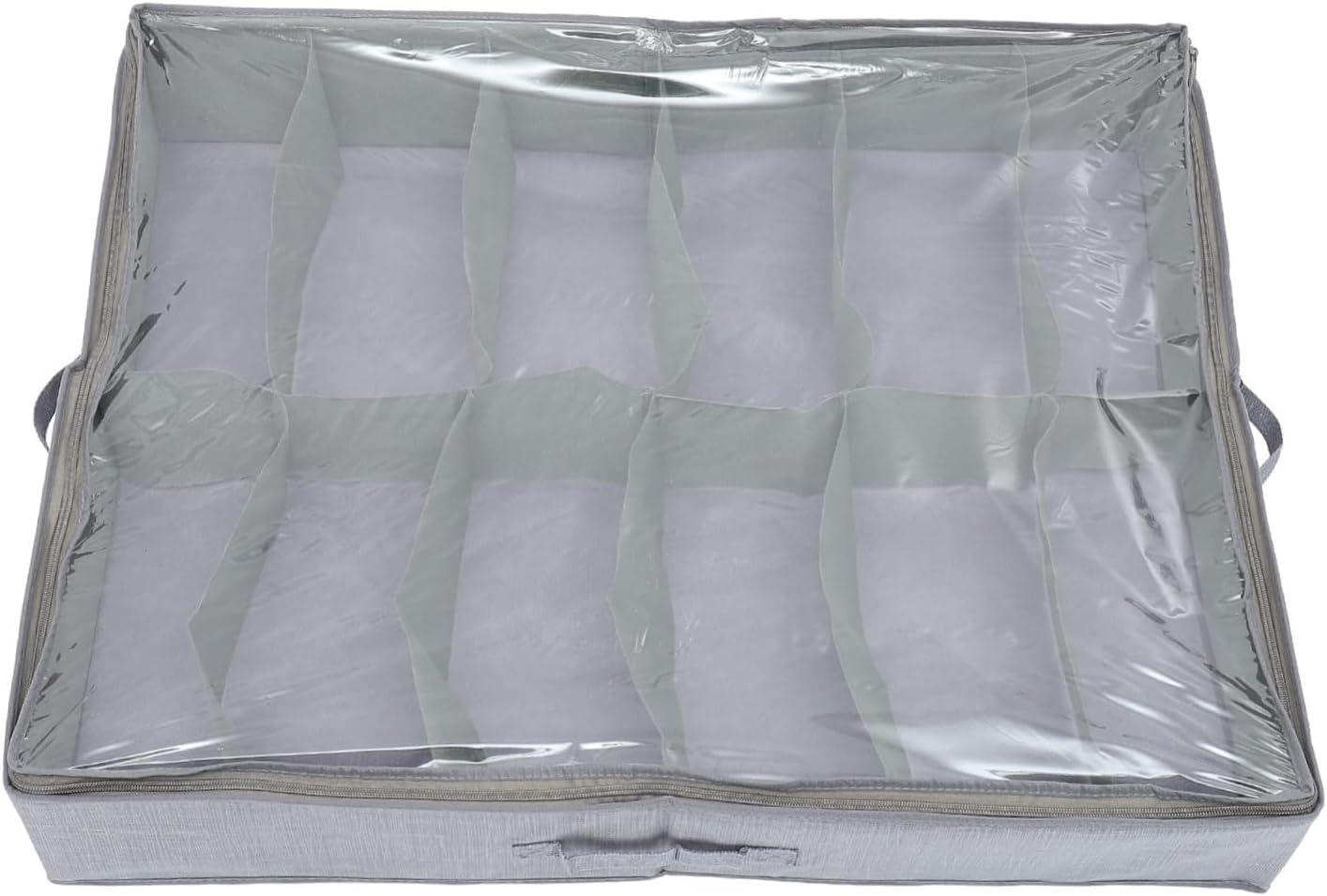 Garneck Bed Shoe Storage Box Foldable Non-Woven Fabric Organizer with Multi-Grids Convenient Storage Container for Home