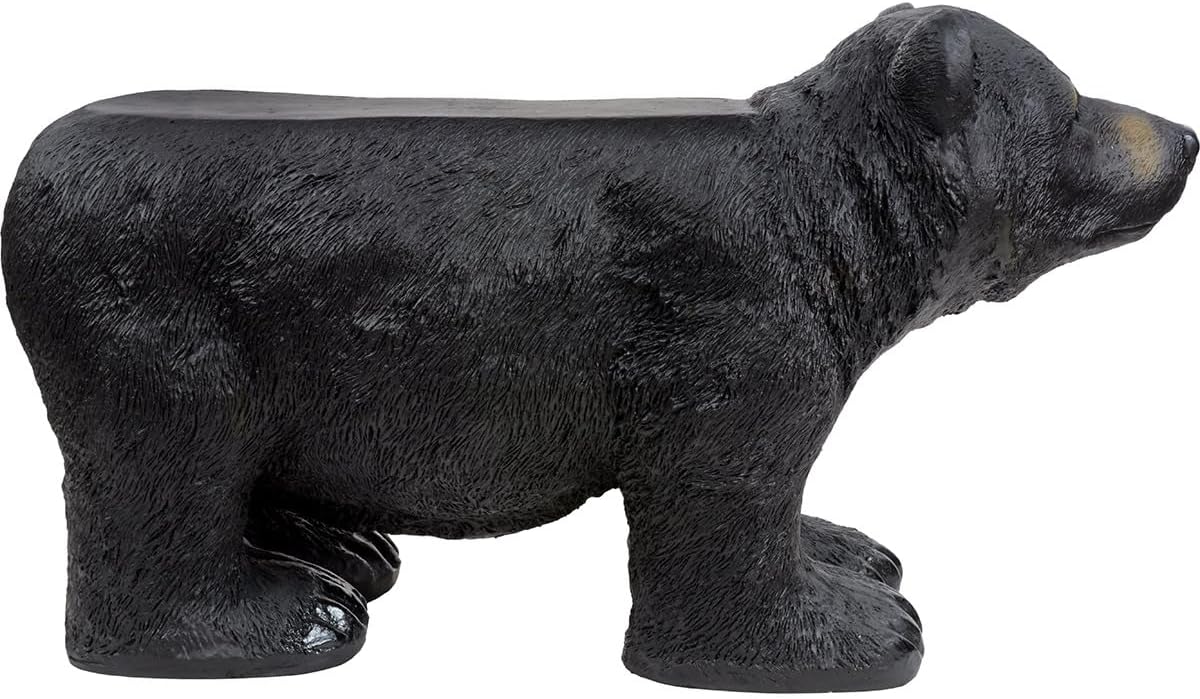 BLACK FOREST DECOR - Black Bear Bench, Forest-Inspired Animal Bench, 33" W x 13" D x 18" H