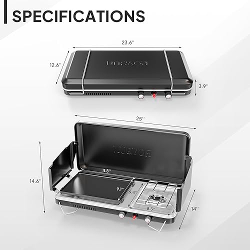 Miniatura 6 de ROVSUN Estufa de camping portátil 2 en 1 con parrilla