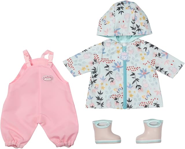 Baby Annabell 706718 Deluxe Rain Set-To Fit 43cm Dolls-Outfit Rainy Days, Includes Raincoat, Trousers and Pair of Wellingtons-Suitable for Children Aged 3+ years-706718