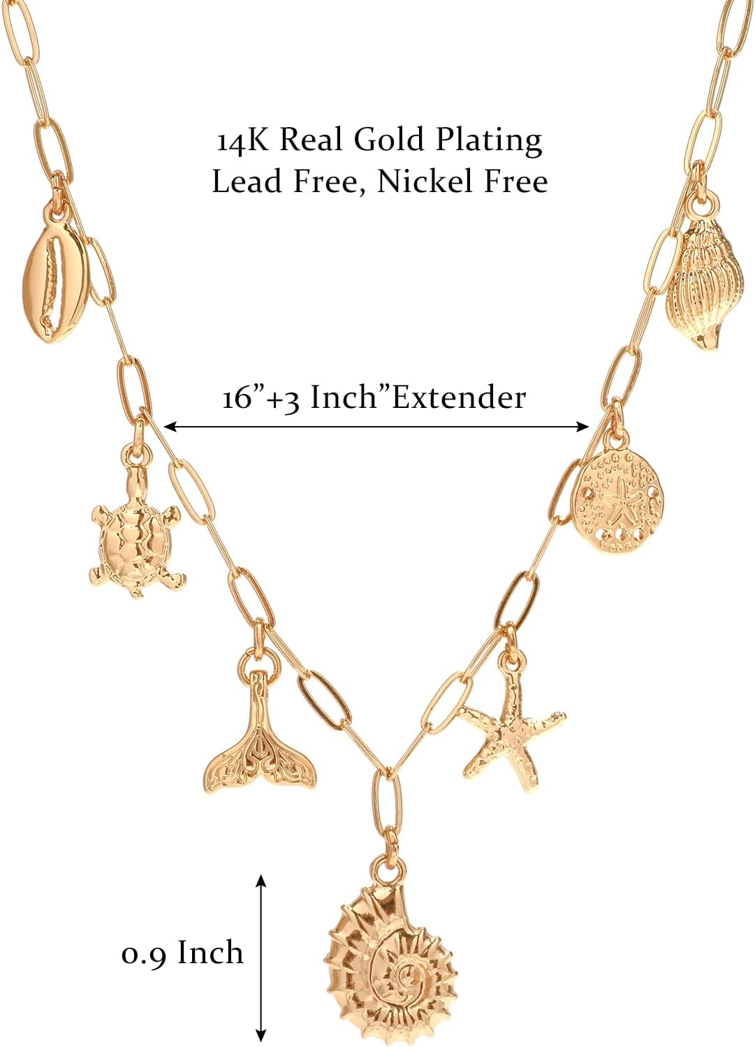 Gold Seashell Necklace, Stainless Steel Shell Necklace, Beach Becklace for Women Ocean Summer Beach Vacation,Dainty Necklace Fashion Jewelry Gif,type B - Image 2