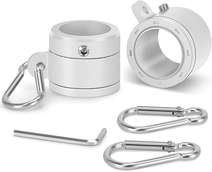 Yeesun Flag Pole Rings, 2 Pack for 0.75-1.02 Inch Flagpoles, White | 360 Rotating Anti-Wrap Design, Spinning Flag pole Rings Kit with Carabiners for Smooth Flag Movement