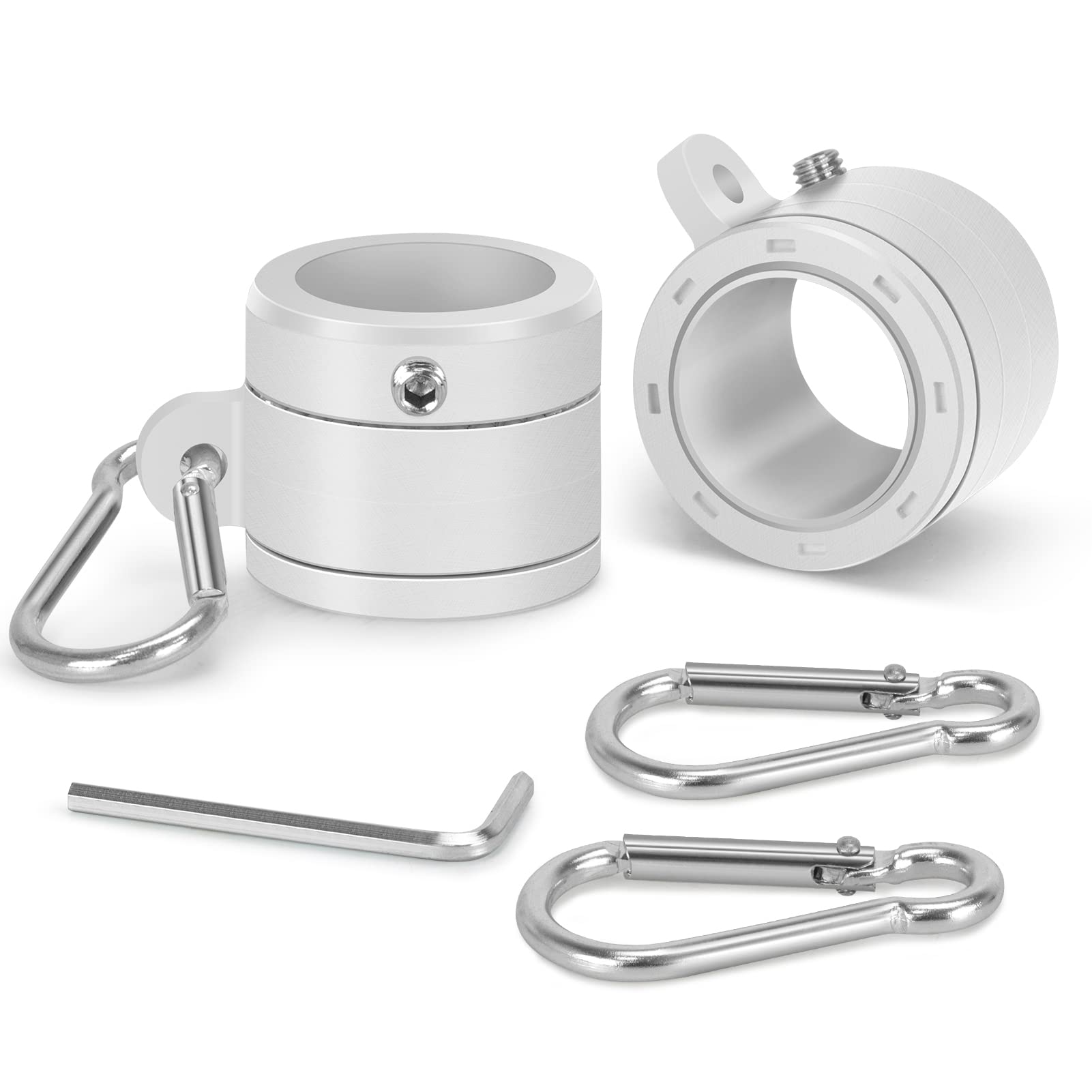 Yeesun 2 Pack Flag Pole Rings,360° Rotating Anti Wrap Flag Mounting Ring,Spinning Flag Pole Kit with Carabiner for 0.75-1.02 Inch Diameter Flagpole(White)