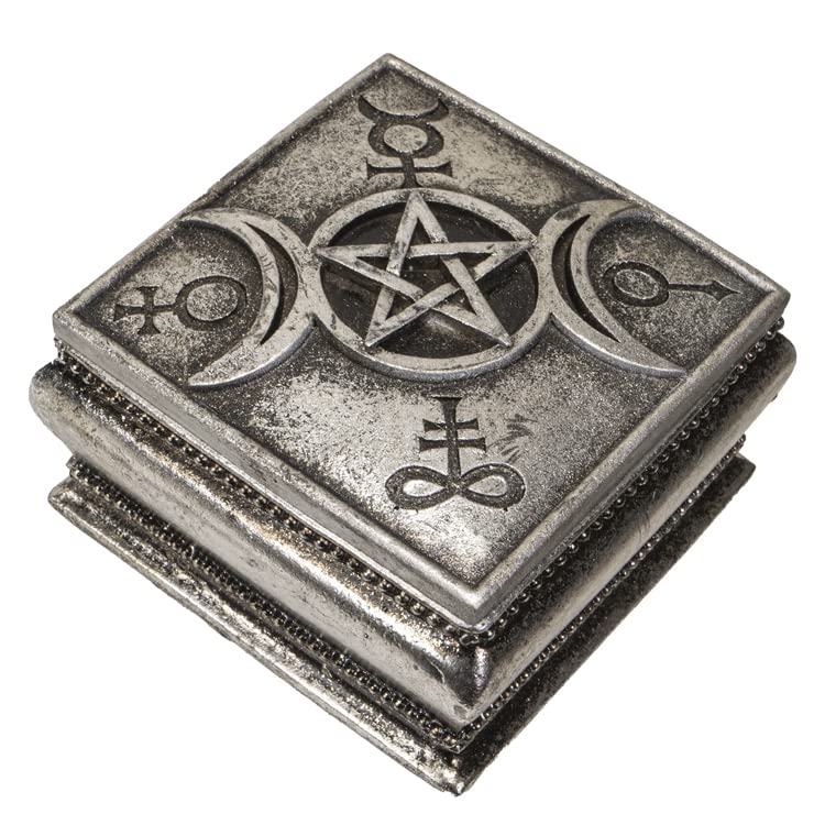 Boîte triple lune figurine sorcière résine rangement ésotérique wicca