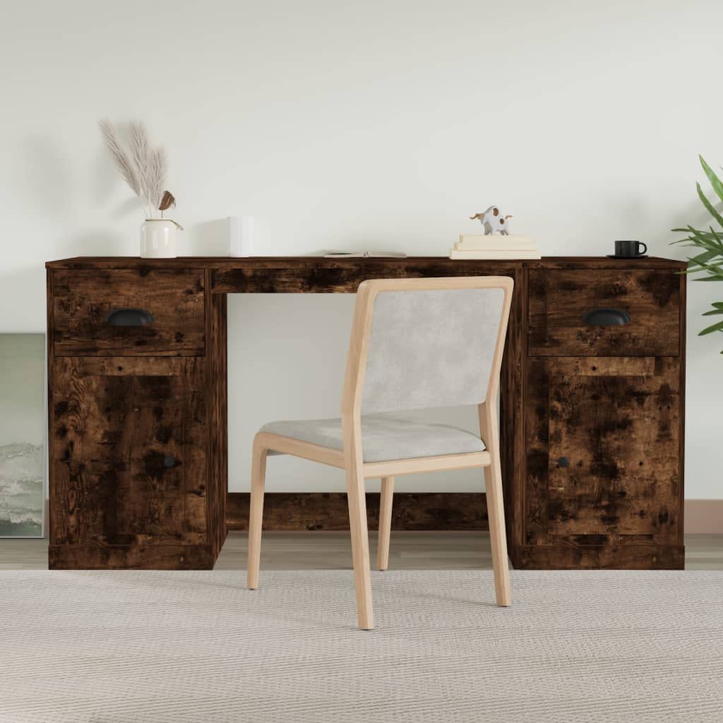 Scrivania con spazio di archiviazione, legno di incenso, 154,5 cm, scrivania per computer per ufficio e studio, stabile scrivania per casa, ufficio, con armadietto per libri e documenti