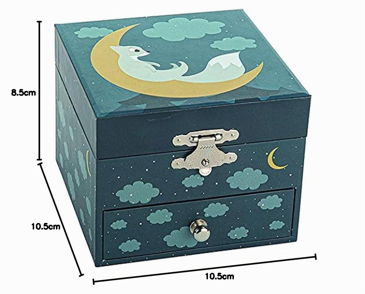 TROUSSELIER - Renard dans la Forêt - Boîte à Bijoux Musicale - Idéal Cadeau Enfant - La Flute enchantée de Mozart - Colori Bleu Foncé - Phosphorescent - Brille dans la nuit