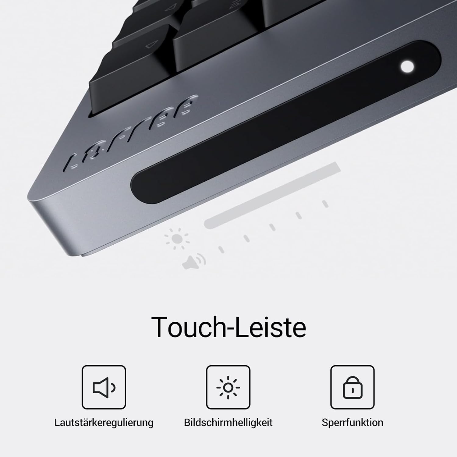 LOFREE Flow2 Low-Profile Mechanik-Tastatur(Deutsches Layout) - Aluminiumlegierung mit Surfer Lineare-Schalter Aufladbare kabellose Tastatur mit 3 Verbindungsmodi - Für Win&Mac (Silber, 100)
