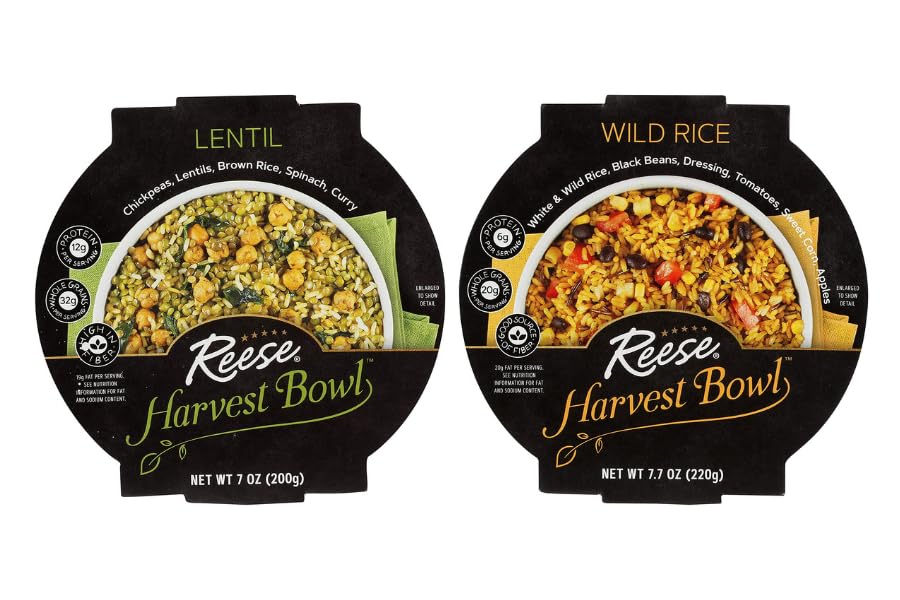 Reese Paquete de tazón de cosecha Lentejas (paquete de 8) y arroz silvestre (paquete de 8) Paquete de 16 en total
