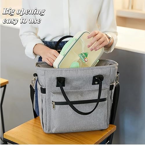 Miniatura 5 de Bolsas enfriadoras grandes con aislamiento para adultos, reutilizables, con correa ajustable, lonchera estética, bolsa de hombro a prueba de fugas