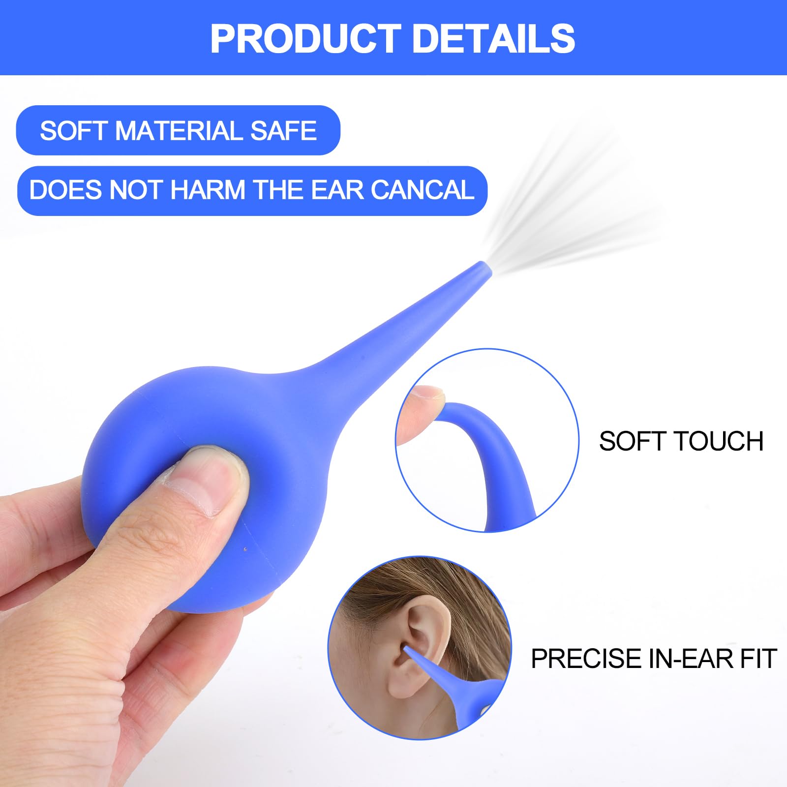 3PCS Pulisci Orecchie, Kit Pulisci Orecchie da 90ml 60ml 30ml, Siringhe Auricolari Pulizia Orecchie Pulizia Delicata e Professionale Tramite Siringa Auricolare Sicura ed Efficace per Adulti Neonati