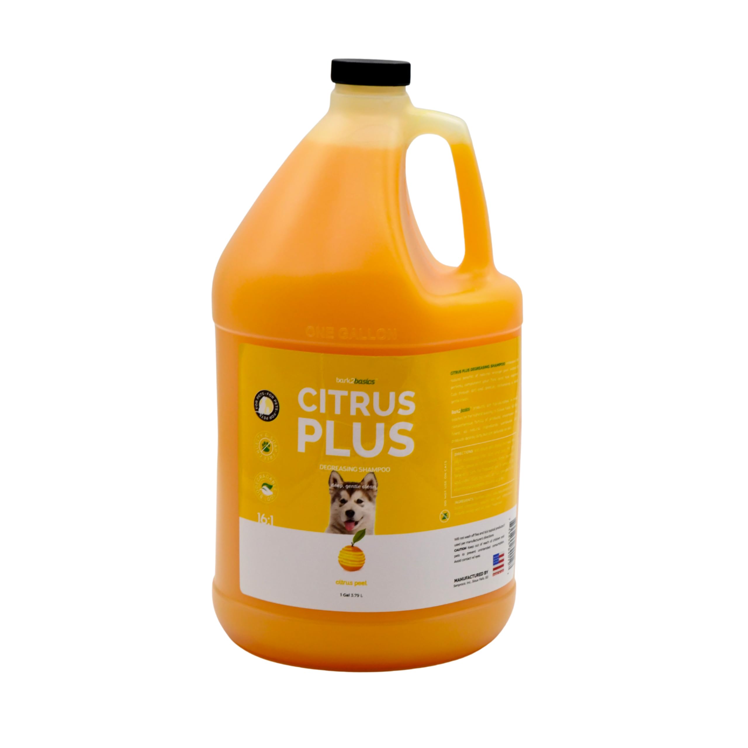 Bark2Basics Champú para Perros Citrus Plus, 1 Galón | D-Limoneno, Concentrado con Precisión, Corta La Suciedad Y La Grasa, Sin Jabón, 100% Biodegradable