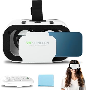 VR Headset with Remote Controller, 3D VR Glasses Virtual Reality Headset for iPhone & Android Support 4.7-6.0 inch, Anti-Blue Light Virtual Reality Goggles for Kids & Adults