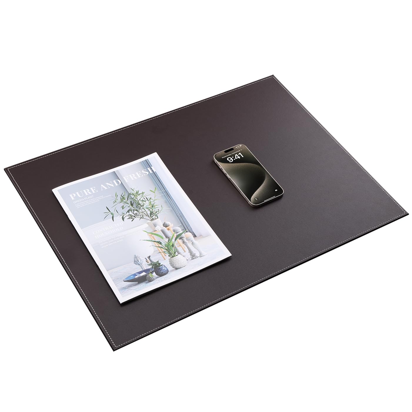 KINGFOM Schreibtischunterlage & Unterlage, 61 x 45,7 cm, großes Mauspad, PU-Leder, für Desktop- und Laptops, Braun