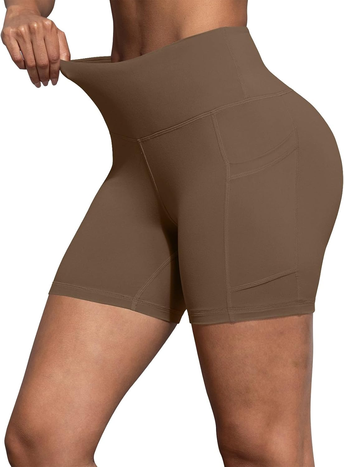 Womens 5" Biker Shorts High Waisted Workout Spandex Soft Tummy Control Gym Yoga Athletic Shorts with Pockets