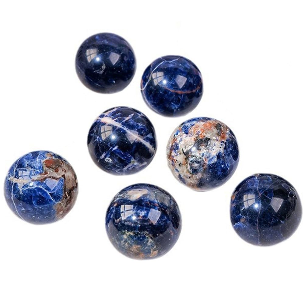 DGHBCYA 7 Pcs Natural Sodalite Crystal Sphere Ball, 0.79-1.18 Inchs Crafts Crystals and Stones Feng Shui Chakra Aura Home Desk Decor Decorative Collection