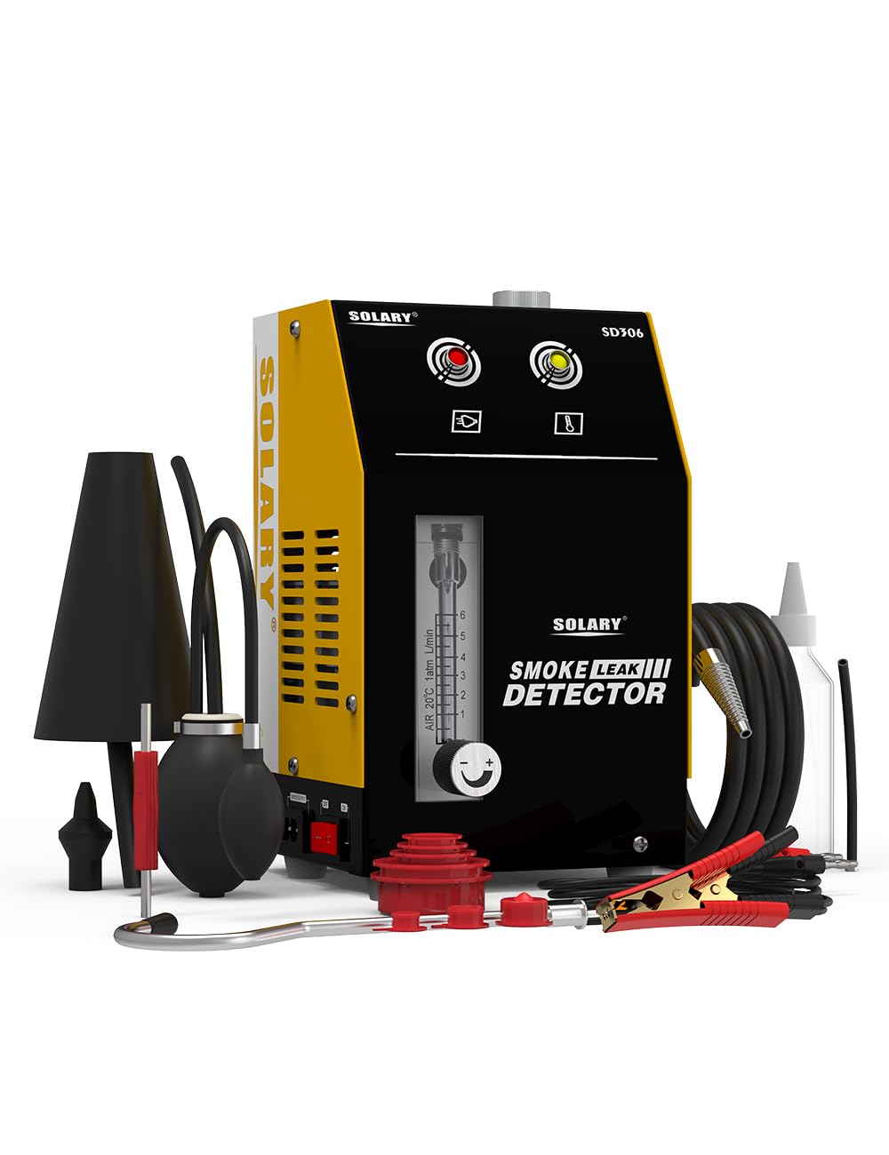 Automotive Smoke Machine Leak Detector - SOLARY 12V DC Vacuum Smoke Diagnostic Tester Built-in Air Pump - Pressure Indicator (Oil not contain)