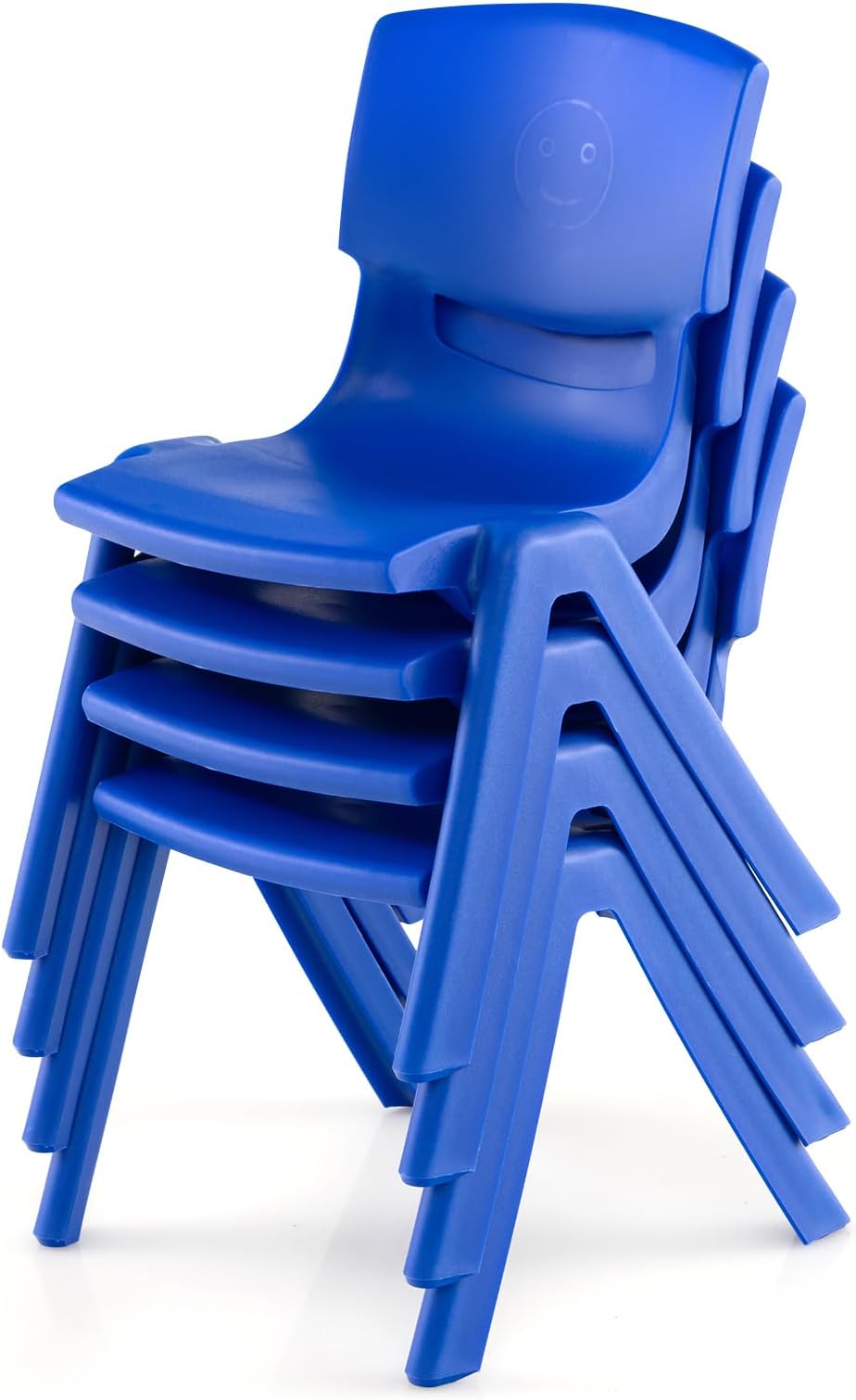 4 Pack Premium 11" H Plastic Stackable School Chairs, Toddler and Kids Chair for Daycare, School, Outdoor, Home - Blue