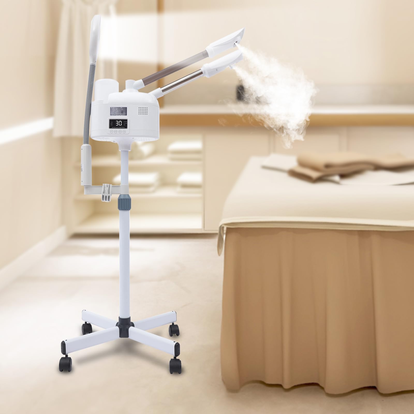 3 w 1 parownik do twarzy, profesjonalny parownik z gorącą i zimną dyszą do głębokiego czyszczenia, nawilżający spray do mgły z lupą