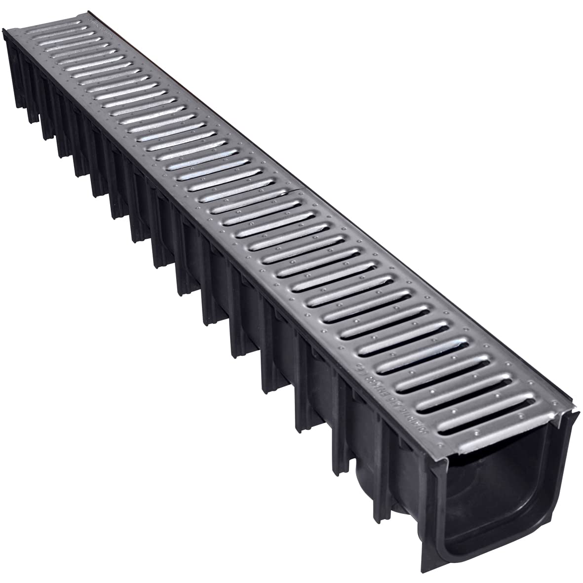 Jardibric - Caniveau Drainage A15 1 m - Grille Acier Galvanisée - Polypropylène - 118 x 118 mm