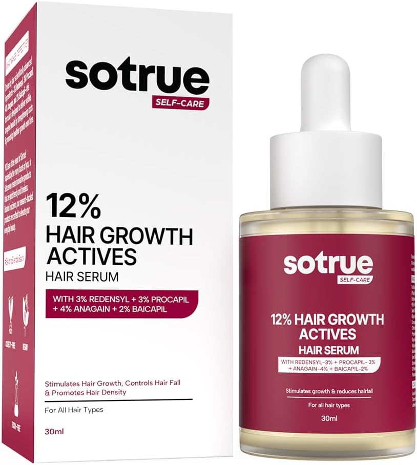 Sotrue Hair Growth Serum With 3% Redensyl - 2x Better Results than Minoxidil | 3% Procapil, 4% Anagain & 2% Baicapil | Hair Growth Actives, Hairfall Control For Women & Men, For All Hair Types, 30ml