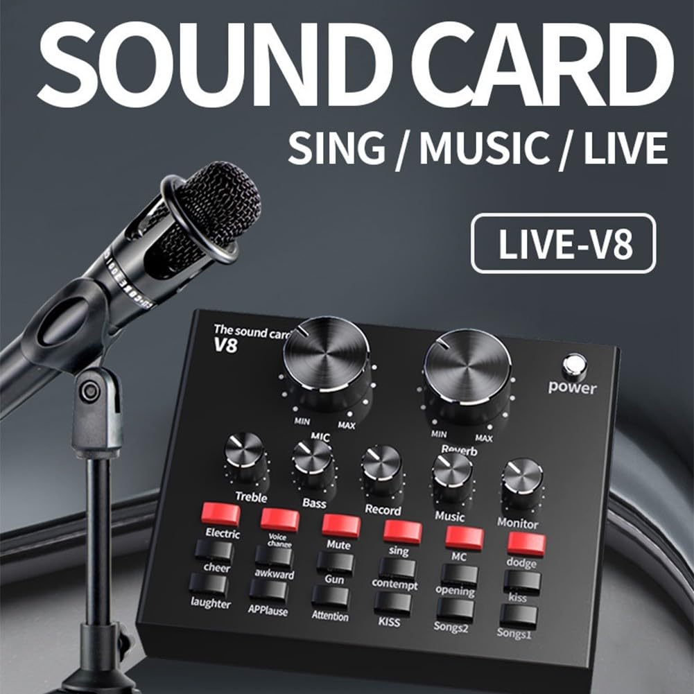 V8 V8S USB-Audio-Mixer für Telefon und Computer, professionelles Mischen und Soundkarte für Live-Übertragungen (V8-BM800 Kit)