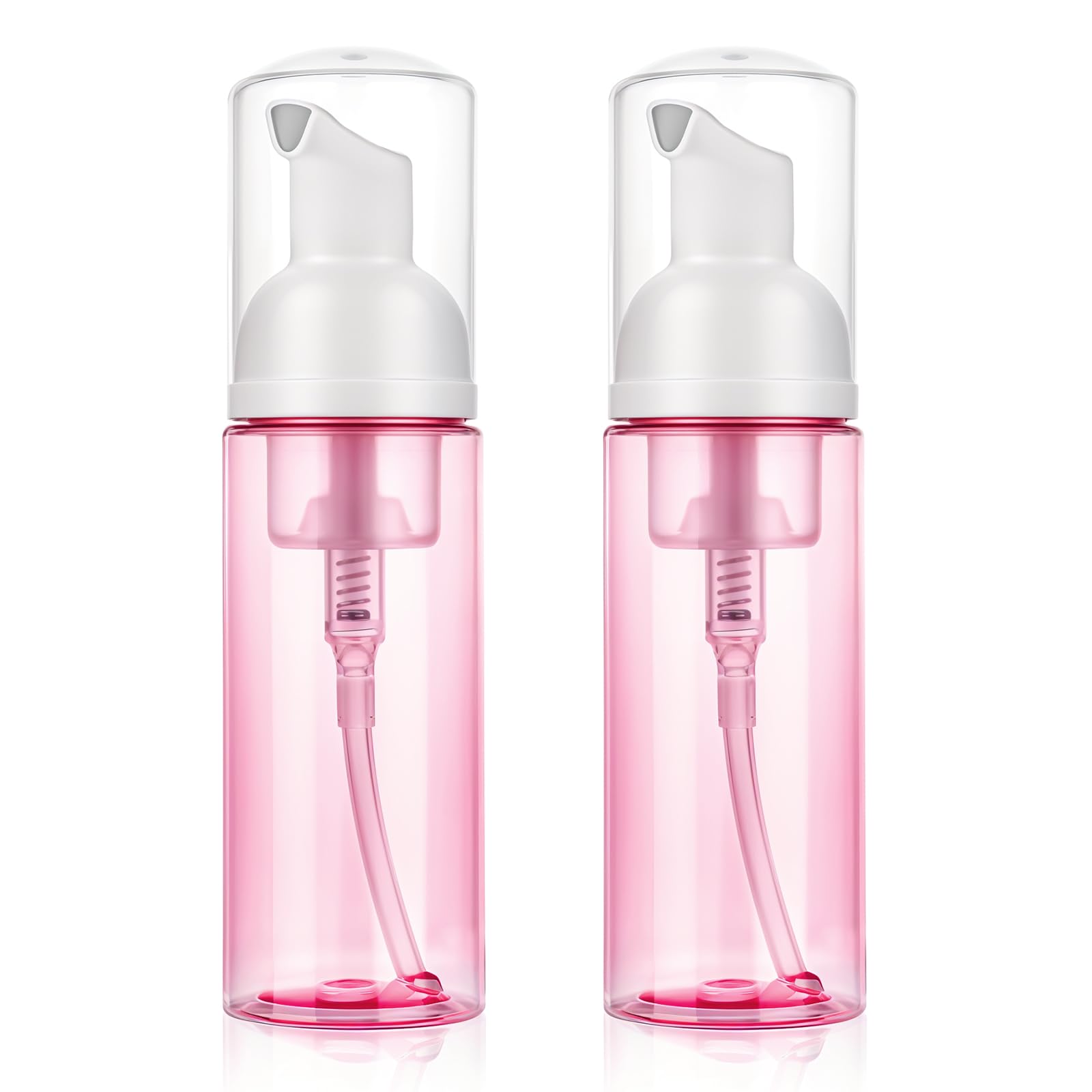 Molain 2 Pack Foam Pump Bottle Dispenser, Travel 60 ml/2 oz Refillable Empty Plastic Foaming Soap Dispenser for Hand Soap, Face Wash, Lash Shampoo,