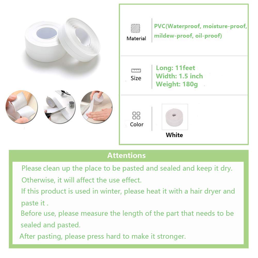 Buy Caulk Tape Strip,Tub Caulking Tape 2Pack SelfAdhesive Waterproof