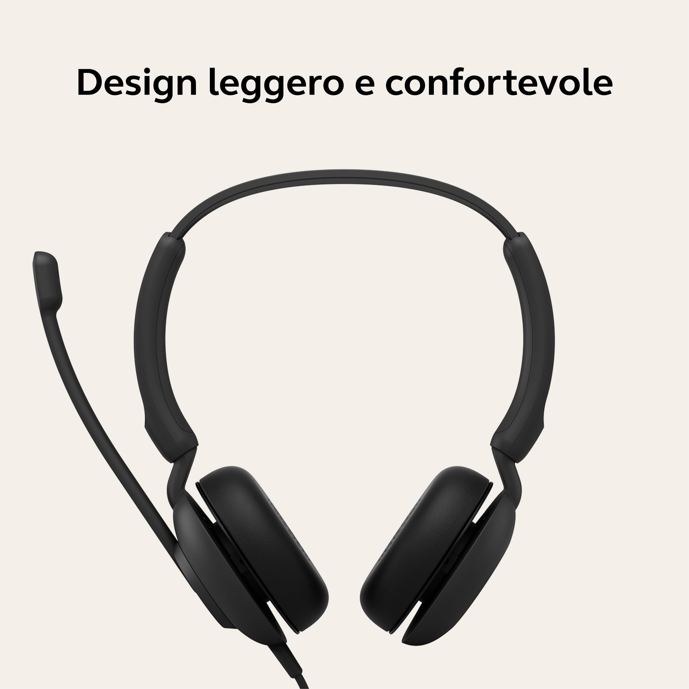 Jabra Novità Evolve 10 Cuffie - con microfono con cancellazione del rumore per PC/laptop - USB-A - Certificazione TCO - Leggere - Controlli per chiamate/volume per riunioni online - Nero
