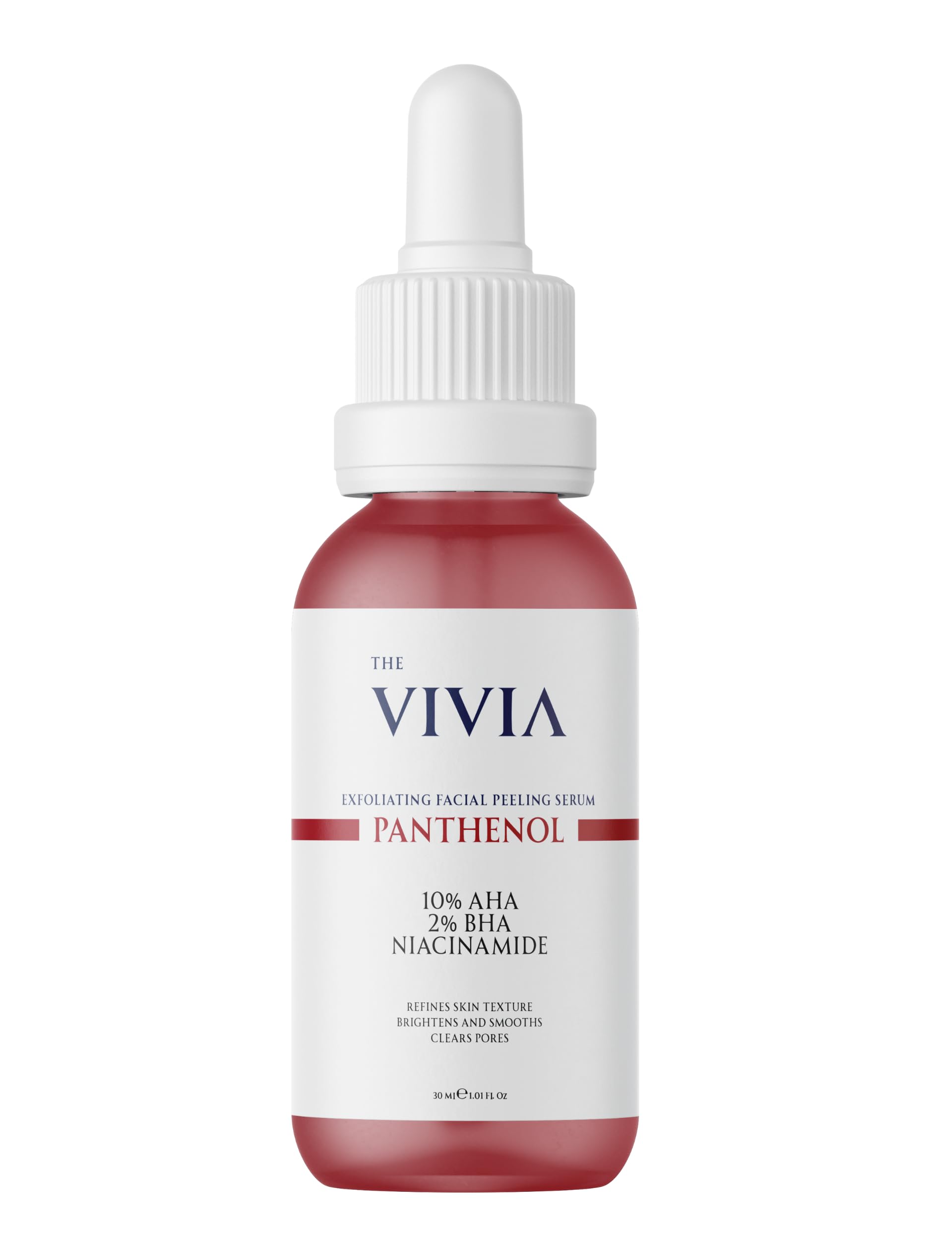 The Vivia Canlandırıcı, Cilt Tonu Eşitleyici, Yenileyici, Gözenek Sıklaştırıcı Peeling Serum AHA & BHA, 30 ml