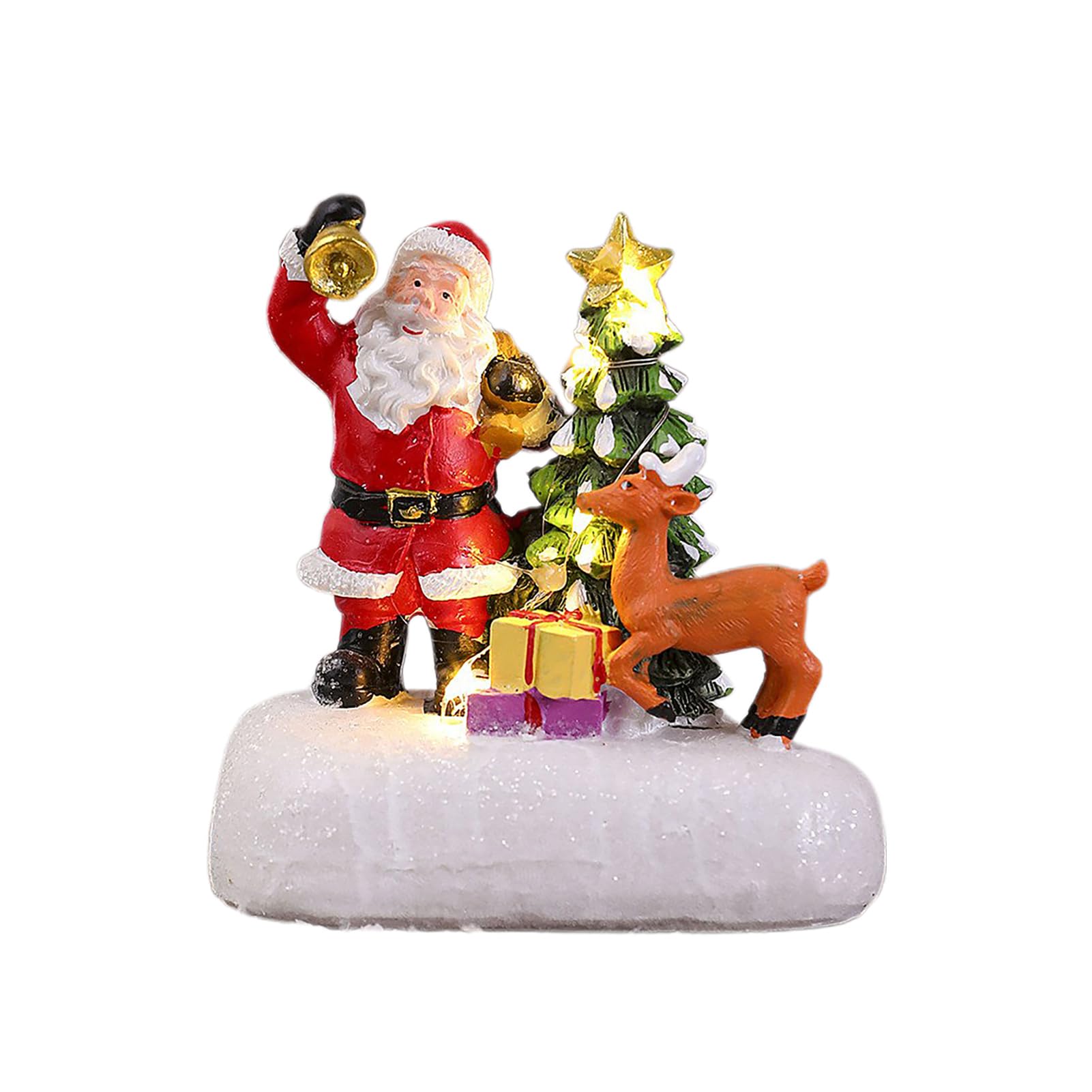 Scène de village de Noël LED animée avec Père Noël et renne pour décoration festive