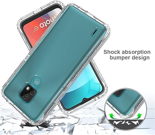 Miniatura 7 de Funda compatible con Moto E7, Motorola E7 con protector de pantalla de vidrio templado, cuerpo completo, a prueba de golpes, transparente, flexible,