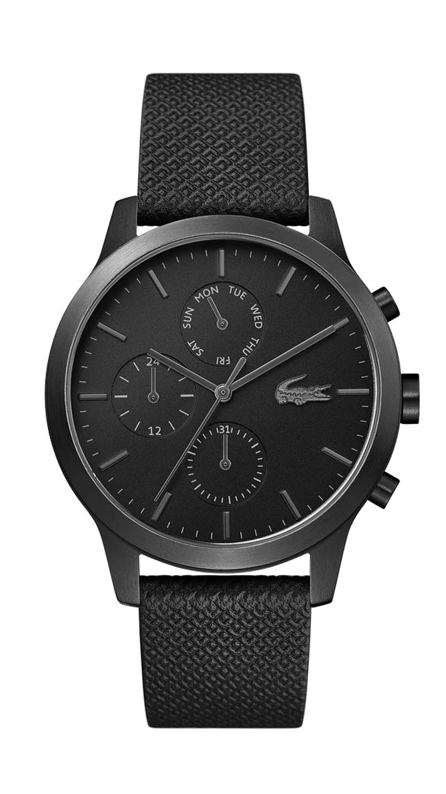 Lacoste Montre Analogique Multifunction à Quartz pour Homme Collection LACOSTE.12.12 avec Bracelet en Cuir Noir - 2010997