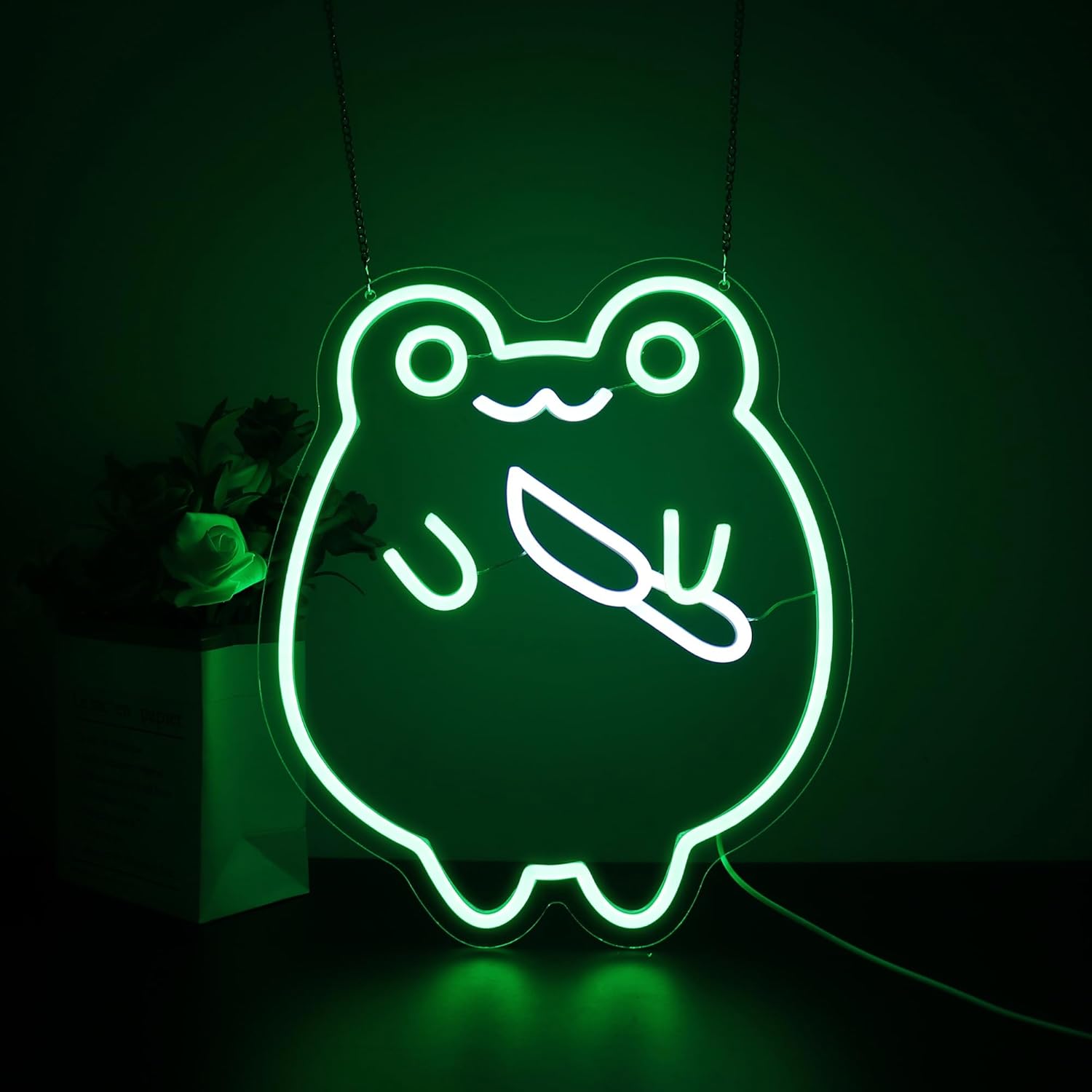 Neon Sign, HSJNJKFU Frog Led Neon Signs for Wall Decor Green Animal Led Light for Bar Beer Signs Shop Restaurant Neon Light up Signs for Man Cave - USB Powered