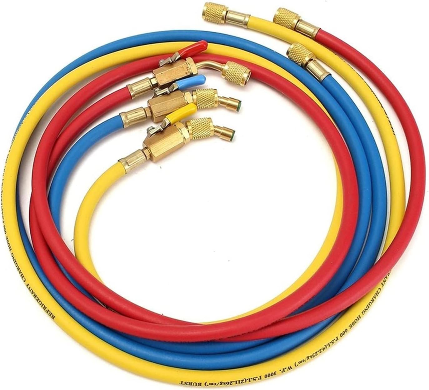 150cm HVAC 1/4Inch SAE 600 PSI R410a R134a R22 Charging Hoses with Shut