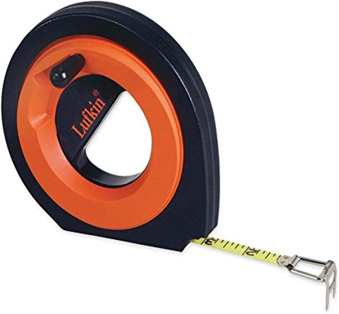 Crescent Lufkin 3/8" x 50m/164' Hi-Viz® Orange Speedwinder® SAE/Metric Yellow Clad Dual Sided Long Steel Tape - HYT50CME